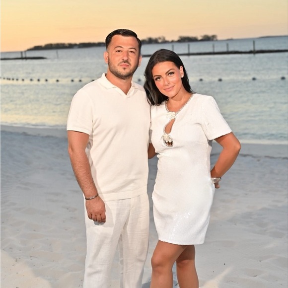 Self portrait White Short Sleeve sequin Dress